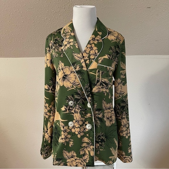 Topshop Green/Beige 4 Button Tropical Blazer - Picture 2 of 10